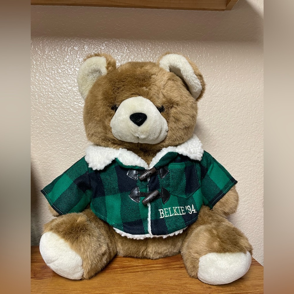 Belkie 1994 Bear in Green Plaid Fleece Jacket 14”